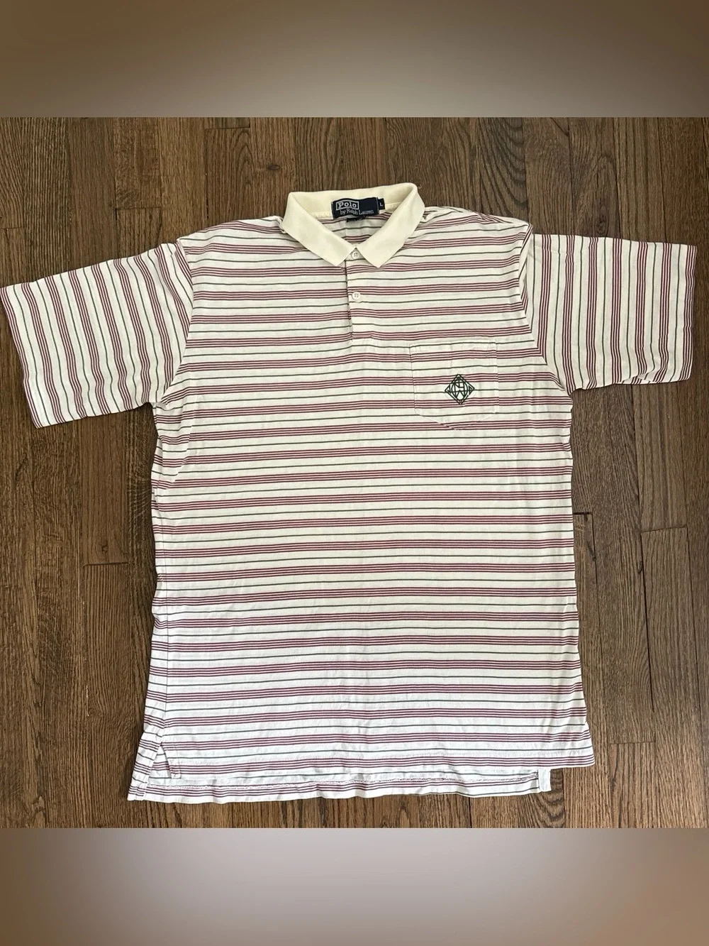 Y2K Vintage 80’s/90’s Ralph Lauren Striped Polo Shirt L Preppy 100% Cotton